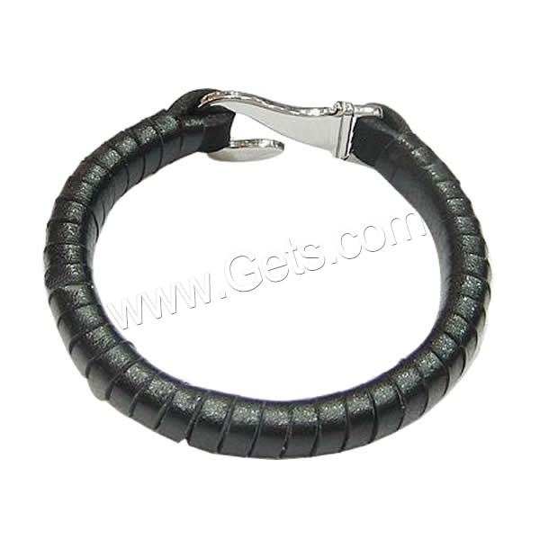 Pulsera de cuero , Cuero de vaca, 316acero inoxidable cierre, longitud diferente para la opción, Negro, 10mm, Vendido por Sarta