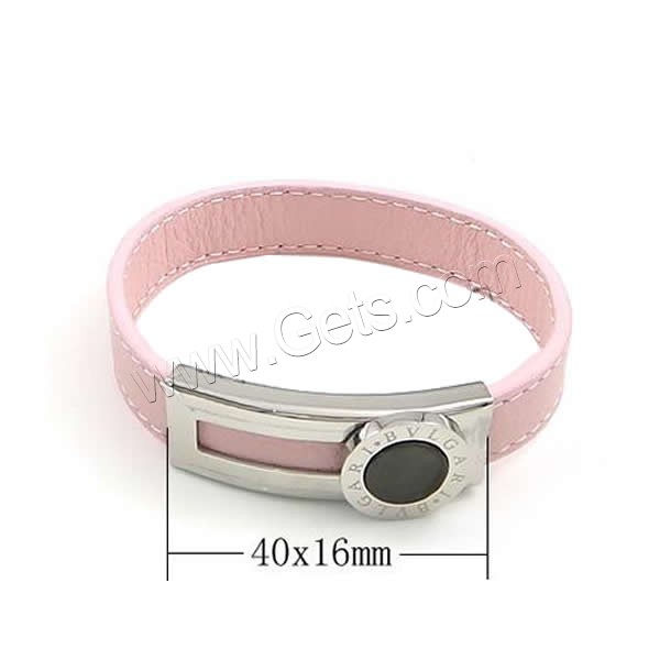 Rindsleder-Armbänder, Kuhhaut, mit 316 Edelstahl, Rosa, 12mm, 40x16mm, verkauft von Strang