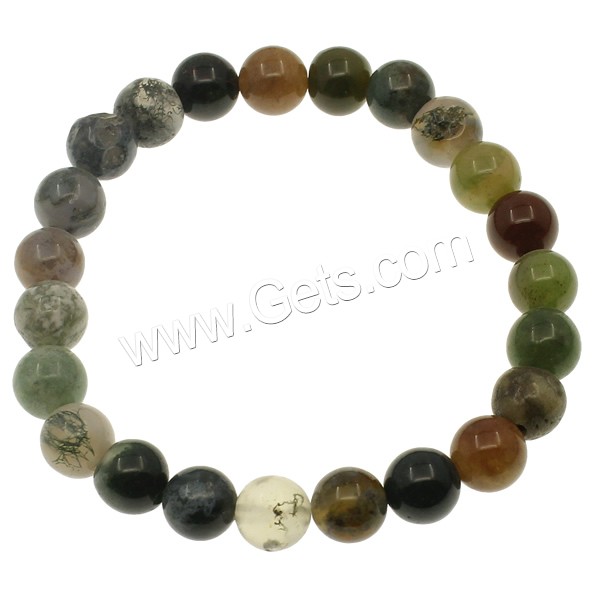 Bracelets de perles à la main, agate indienne, Rond, normes différentes pour le choix, Longueur:Environ 7.5 pouce, Vendu par brin