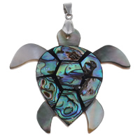 Pendentifs de coquille en laiton, coquille d'ormeau, avec laiton caution & coquille d'eau douce & coquille noire & résine, tortue, Placage de couleur platine Environ Vendu par PC