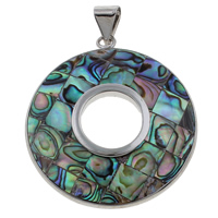 Pendentif coquille Modèle mosaïque , coquille d'ormeau, avec coquille d'eau douce & alliage de zinc, beignet, Placage de couleur platine Environ Vendu par PC