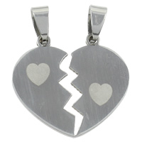 Stainless Steel Heart Pendants, original color Approx 