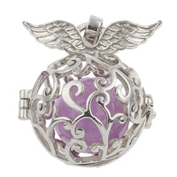 Pregnant Ball Locket Pendant, Zinc Alloy, with iron bell, platinum color plated, with painted & hollow, nickel, lead & cadmium free Approx 