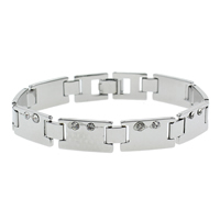 Brass Bracelets, platinum color plated, with rhinestone, nickel, lead & cadmium free Approx 7.5 Inch 