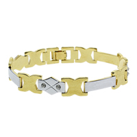 Brass Bracelets, plated, with rhinestone & two tone, nickel, lead & cadmium free  Approx 8 Inch 