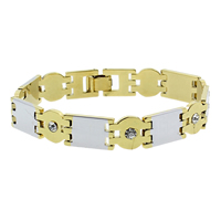 Brass Bracelets, plated, with rhinestone & two tone, nickel, lead & cadmium free  Approx 7.5 Inch 