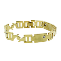 Brass Bracelets, gold color plated, with rhinestone, nickel, lead & cadmium free  Approx 7.5 Inch 