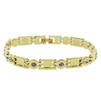 Brass Bracelets, gold color plated, with rhinestone, nickel, lead & cadmium free  Approx 7.5 Inch 