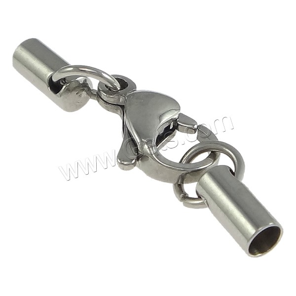 Stainless Steel Lobster Claw Cord Clasp, different size for choice & with end cap, original color, Sold By PC