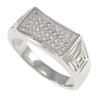 Anillo de dedo Zirconia Micro Pave Sterling Silver Cubic, plata de ley 925, chapado, micro arcilla de zirconia cúbica & hueco, más colores para la opción, 8mm, tamaño:10, Vendido por UD