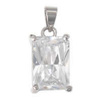 Pendentifs en laiton zircon cubique (CZ), rectangle, Plaqué de platine, avec zircone cubique & facettes, transparent Environ Vendu par PC