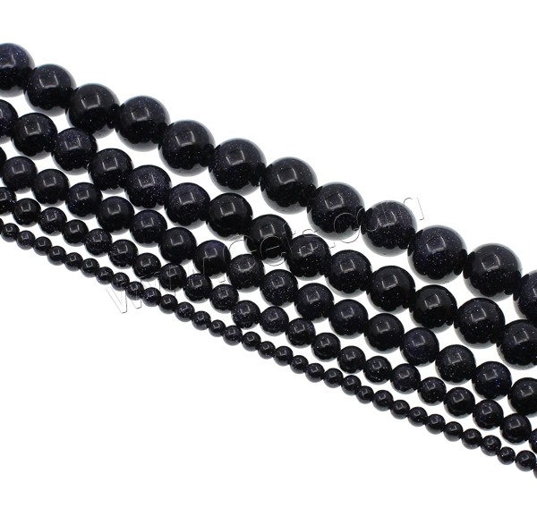 Blue Goldstone Beads, Round, natural, different size for choice, Hole:Approx 1mm, Length:Approx 15 Inch, Sold By Strand