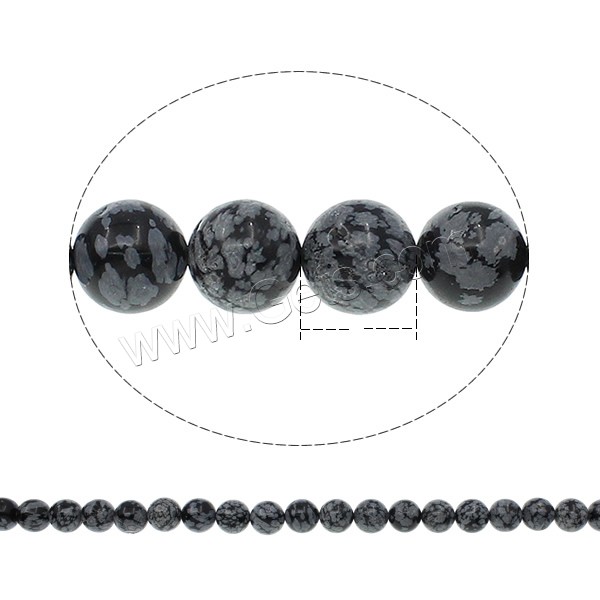 Snowflake Obsidian Bead, Round, natural, different size for choice, Hole:Approx 1mm, Length:Approx 15.7 Inch, Sold By Strand