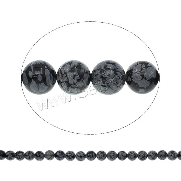 Snowflake Obsidian Bead, Round, natural, different size for choice, Hole:Approx 1mm, Length:Approx 15.7 Inch, Sold By Strand