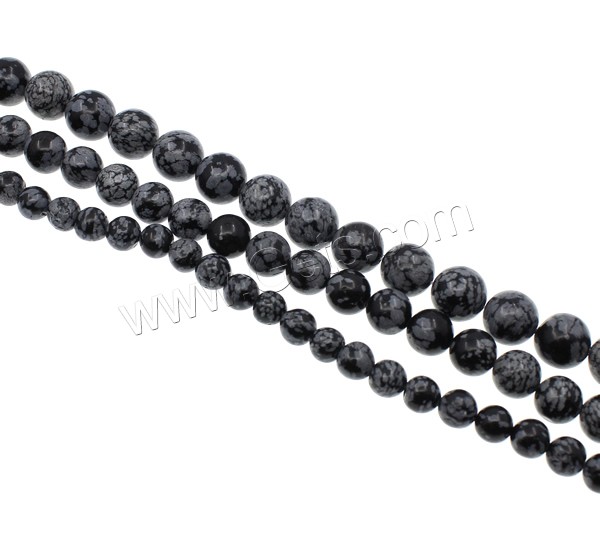 Snowflake Obsidian Bead, Round, natural, different size for choice, Hole:Approx 1mm, Length:Approx 15.7 Inch, Sold By Strand