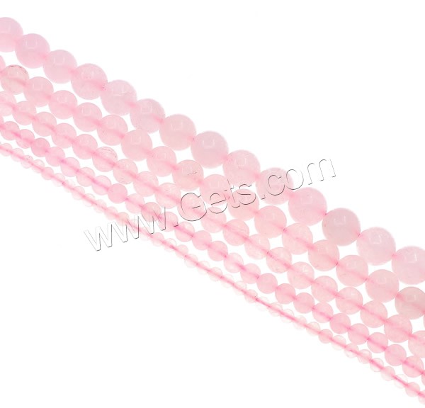 Abalorio De Cuarzo Rosa Natural, cuarzo rosado, Esférico, diverso tamaño para la opción, agujero:aproximado 1mm, longitud:aproximado 15.7 Inch, Vendido por Sarta