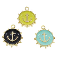 Zinc Alloy Ship Wheel & Anchor Pendentif, alliage de zinc, Ancre et roue de bateau, Placage de couleur d'or, émail, plus de couleurs à choisir, protéger l'environnement, sans nickel, plomb et cadmium Environ 1.5mm, Vendu par PC