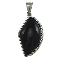 Stainless Steel Pendants, with Glass Gemstone, black Approx 