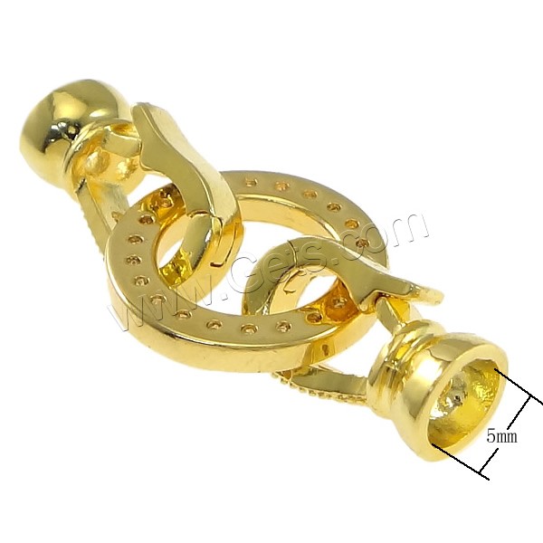 Brass Fold Over Clasp, plated, with end cap & micro pave cubic zirconia, more colors for choice, 31x14x7mm, Inner Diameter:Approx 5mm, Sold By PC