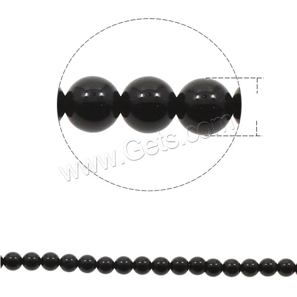 Natural Black Agate Beads, Round, different size for choice, Hole:Approx 1mm, Length:Approx 15 Inch, Sold By Strand