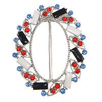 Rhinestone Zinc Alloy Brooch, Flower, platinum color plated, with Czech rhinestone & enamel, nickel, lead & cadmium free 