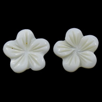 Cabujón de cáscara blanca, Nácar Blanca, Flor, espalda plana, 14x14x2mm, Vendido por UD