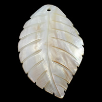 Weiße Muschel Anhänger, Blatt, 45~54X81~91X5mm, Bohrung:ca. 3mm, verkauft von PC