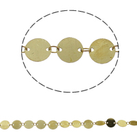 Handmade Brass Chain, Flat Round, plated nickel, lead & cadmium free 