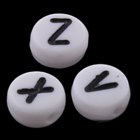 Acrylic Alphabet Beads, Flat Round & with letter pattern & solid color Approx 1mm, Approx 