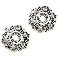 Tapa de abalorio de aleación de zinc, Flor, chapado en color de plata antigua, libre de níquel, plomo & cadmio, 13x13x2mm, agujero:aproximado 2.5mm, Vendido por UD