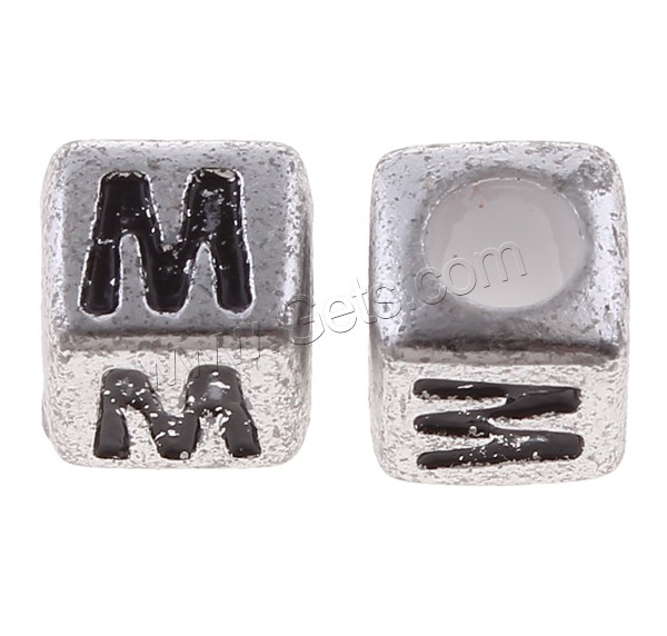 Acrylic Alphabet Beads, Cube, antique silver color plated, mixed pattern & different size for choice & with letter pattern, Sold By Bag