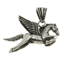 Stainless Steel Animal Pendants, Horse, blacken Approx 