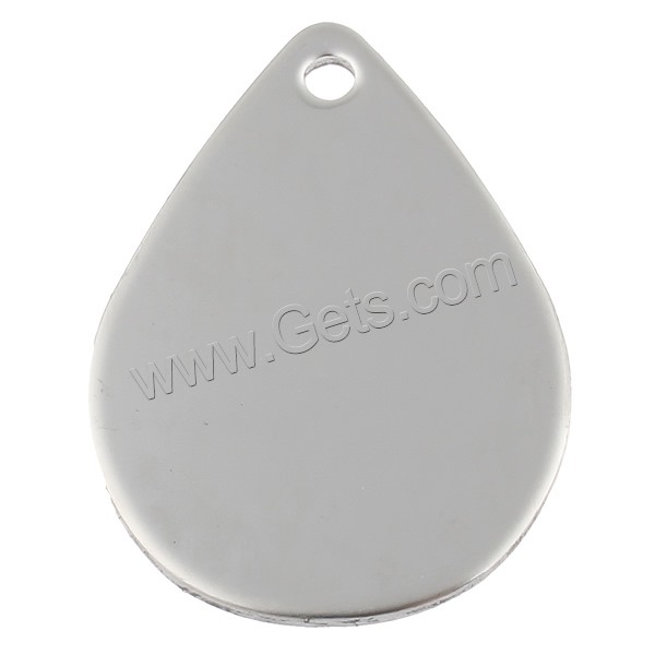 Stainless Steel Tag Charm, Teardrop, hand polished, laser pattern & Customized, original color, 28x39x1mm, Hole:Approx 2.5mm, Sold By PC