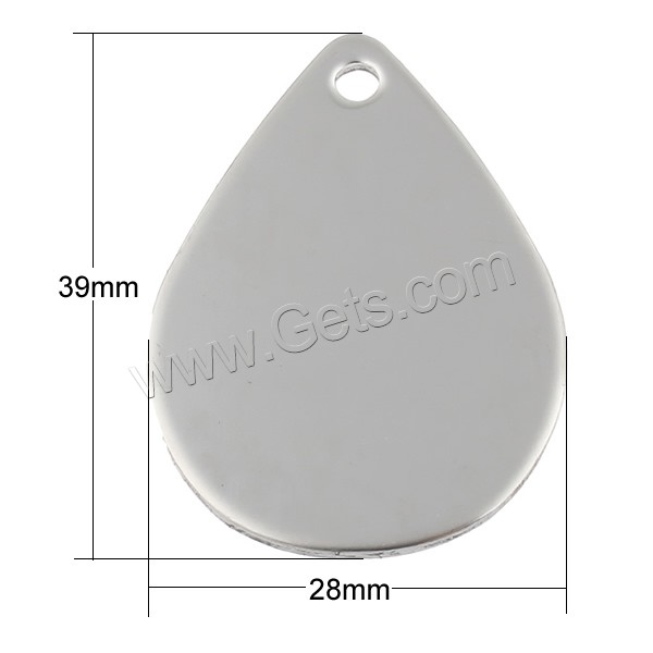 Stainless Steel Tag Charm, Teardrop, hand polished, laser pattern & Customized, original color, 28x39x1mm, Hole:Approx 2.5mm, Sold By PC