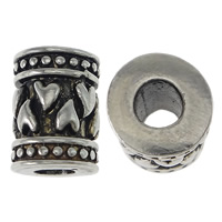 perles de grand trou en inox , acier inoxydable, pilier, couleur originale Environ 3.5mm, Vendu par PC[
