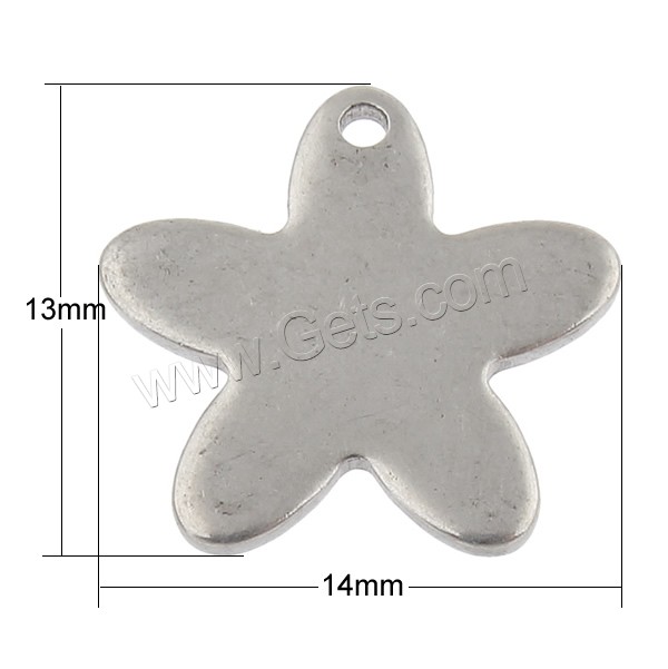 Stainless Steel Tag Charm, Flower, hand polished, laser pattern & Customized, original color, 14x13x1mm, Hole:Approx 1mm, Sold By PC