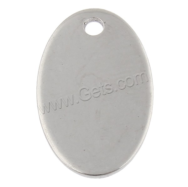 Stainless Steel Tag Charm, Flat Oval, hand polished, laser pattern & Customized, original color, 12x19x1mm, Hole:Approx 1.5mm, Sold By PC