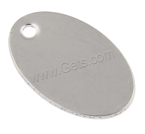 Stainless Steel Tag Charm, Flat Oval, hand polished, laser pattern & Customized, original color, 12x19x1mm, Hole:Approx 1.5mm, Sold By PC