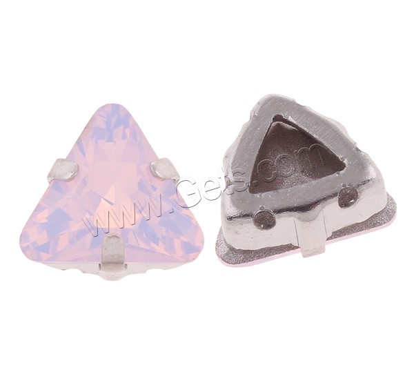 Griffe coudre sur Pierre, verre, avec laiton, triangle, Placage, normes différentes pour le choix & facettes, plus de couleurs à choisir, grade AAA, Trou:Environ 1-3mm, Vendu par PC