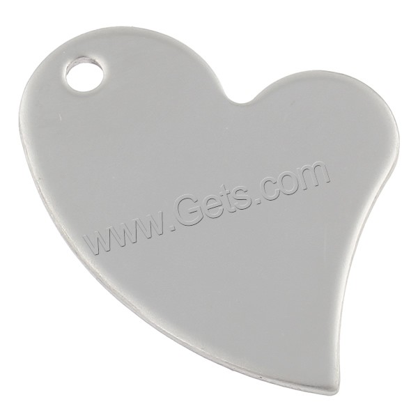 Stainless Steel Tag Charm, Heart, hand polished, laser pattern & Customized, original color, 31x34x1.5mm, Hole:Approx 3mm, Sold By PC