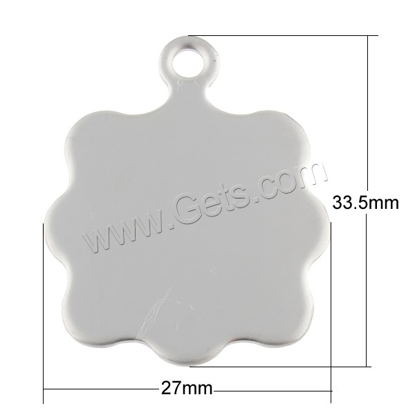 Stainless Steel Tag Charm, hand polished, laser pattern & Customized, original color, 27x33.5x1mm, Hole:Approx 3mm, Sold By PC