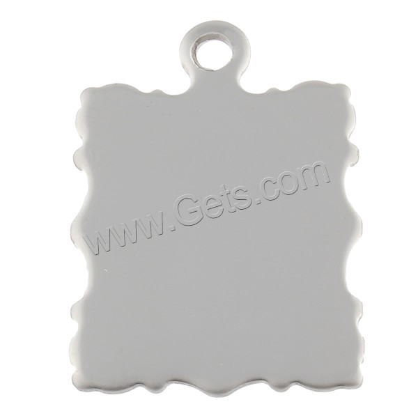 Stainless Steel Tag Charm, Rectangle, hand polished, laser pattern & Customized, original color, 24x34x1mm, Hole:Approx 2.5mm, Sold By PC