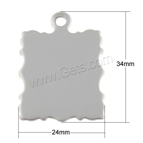 Stainless Steel Tag Charm, Rectangle, hand polished, laser pattern & Customized, original color, 24x34x1mm, Hole:Approx 2.5mm, Sold By PC