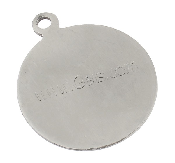 Stainless Steel Tag Charm, Flat Round, hand polished, laser pattern & Customized, original color, 30x36x1mm, Hole:Approx 2.5mm, Sold By PC