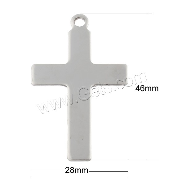 Stainless Steel Tag Charm, Cross, hand polished, laser pattern & Customized, original color, 28x46x1mm, Hole:Approx 2.5mm, Sold By PC