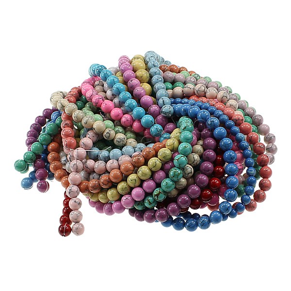 Synthetic Turquoise Beads, Round, different size for choice, more colors for choice, Hole:Approx 1mm, Length:Approx 16 Inch, Sold By Strand