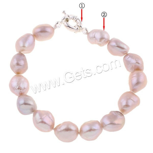 Bracelets de perles, perle d'eau douce cultivée, laiton fermoir, Baroque, naturel, styles différents pour le choix, plus de couleurs à choisir, 10-11mm, Longueur:Environ 7.5 pouce, Vendu par brin