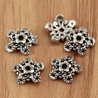 Chapeau de perle en argent sterling Bali, Thaïlande, fleur, creux Environ 1.3mm, Vendu par PC