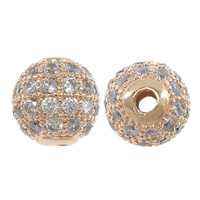 Cubic Zirconia Micro Pave Brass Beads, Round, plated, micro pave cubic zirconia 8mm Approx 2mm 