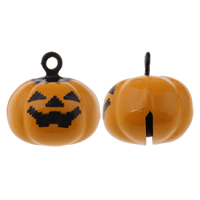 Moda colgante de Halloween, metal, Calabaza, barnizado, naranja, libre de níquel, plomo & cadmio, 19x19x19mm, agujero:aproximado 1.5mm, Vendido por UD